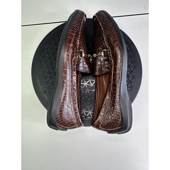 Allen Edmonds Loafers Shoes Mens 8.5D Brown Leather Grand Cayman Horse Bit Croc main image 6
